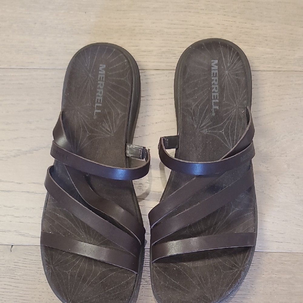 Merrell Women's Brown Multi-Strap Slide Sandals